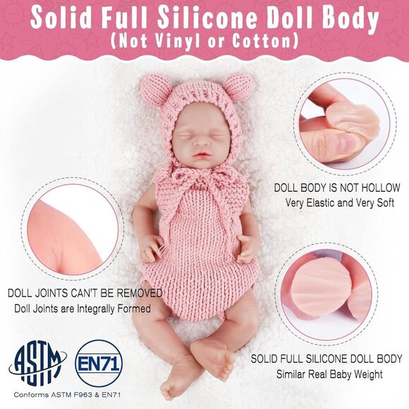 ❤️ 18 inch Baby Girl  Doll Full Body Silicone Eye Closed - Picture 3 of 6